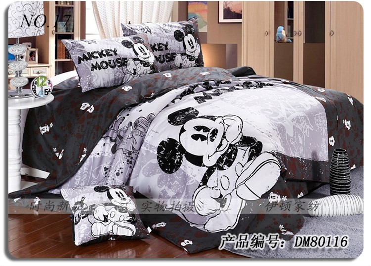 ??Ʈ ü  ȭ ư ħ Ű ̴  Ű 콺 ħ Ʈ/ Twin Full Queen Kids Cartoon Cotton Bedding Mickey Minnie Black And White Mickey Mouse Bedding Sets